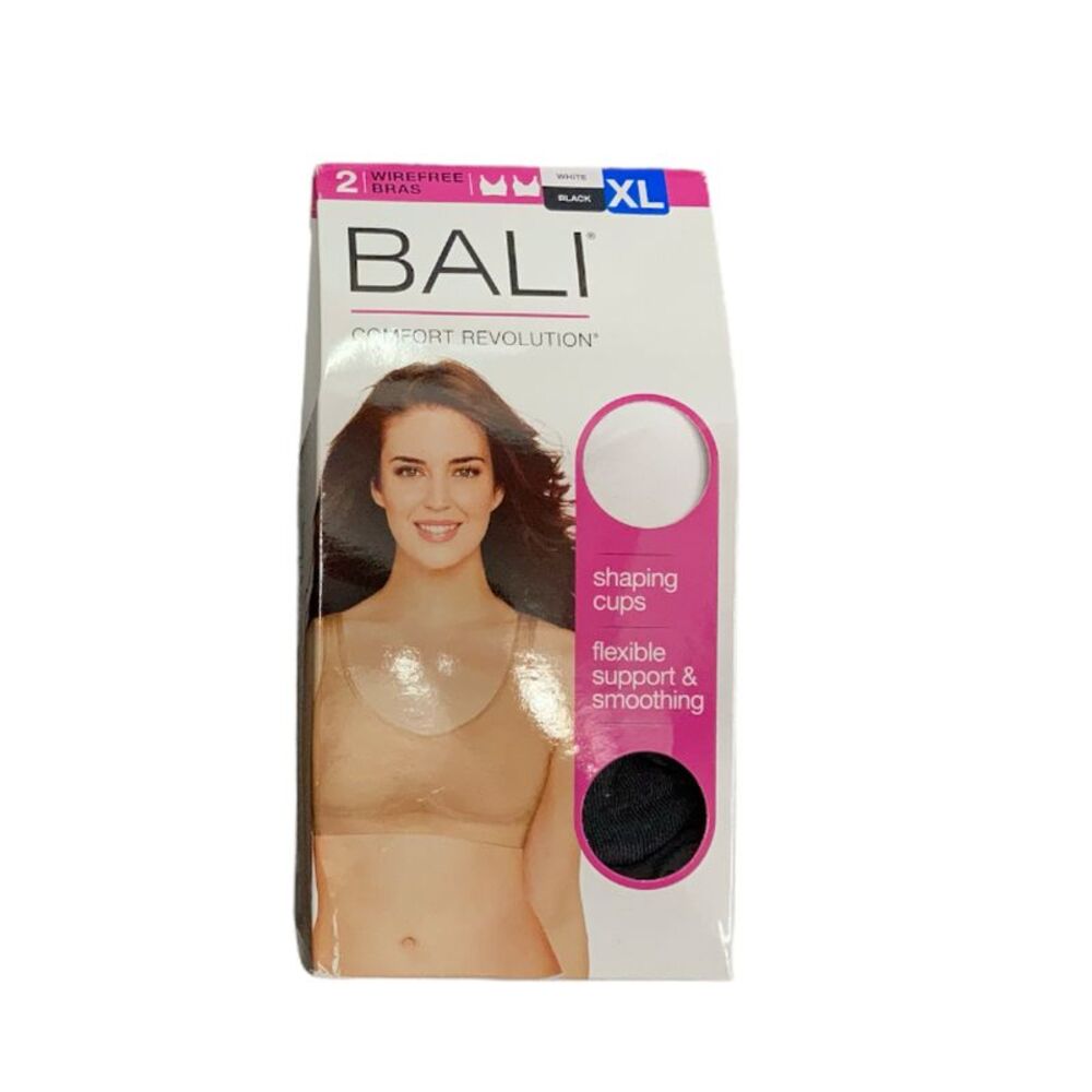 White/Black - Bali Women's Comfort Revolution Flexible Wireless Shaping Bra, 2 P